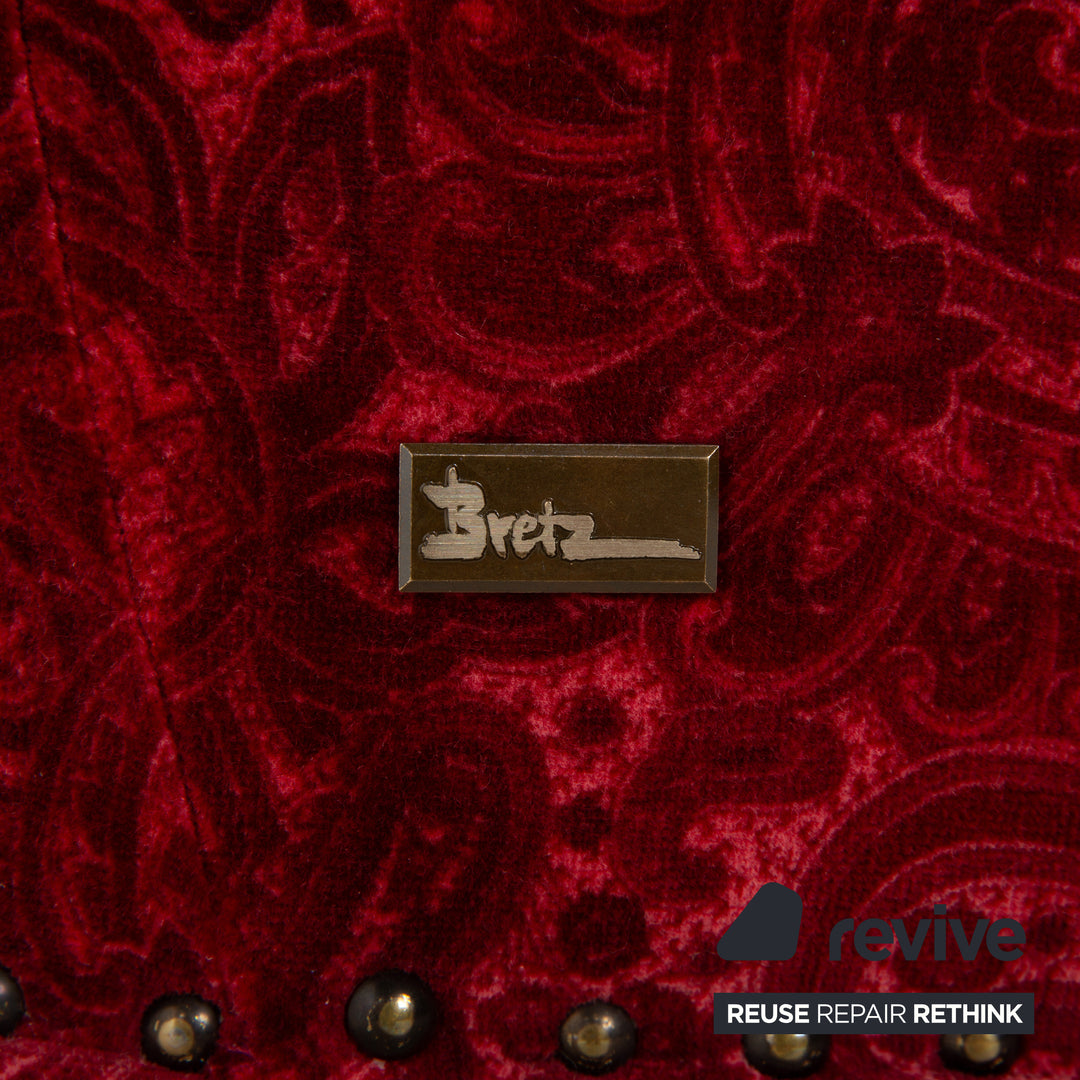 Bretz Gaudi Fabric Three-Seater Red Pattern Sofa Couch