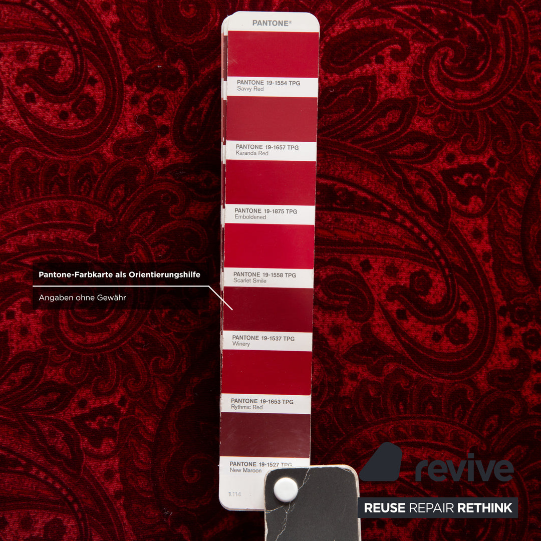 Bretz Gaudi Fabric Three-Seater Red Pattern Sofa Couch