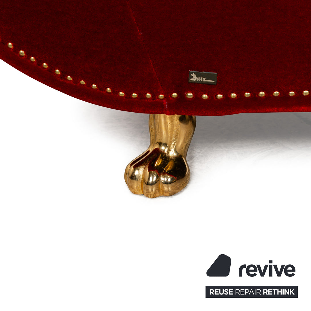 Bretz Gaudi Fabric Three Seater Red Sofa Couch