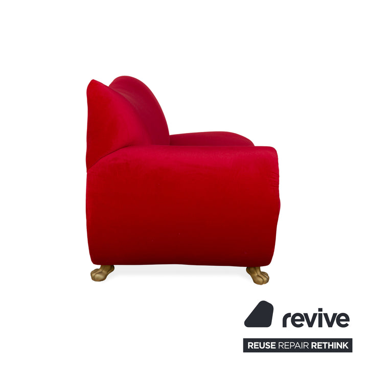 Bretz Gaudi Fabric Three Seater Red Sofa Couch