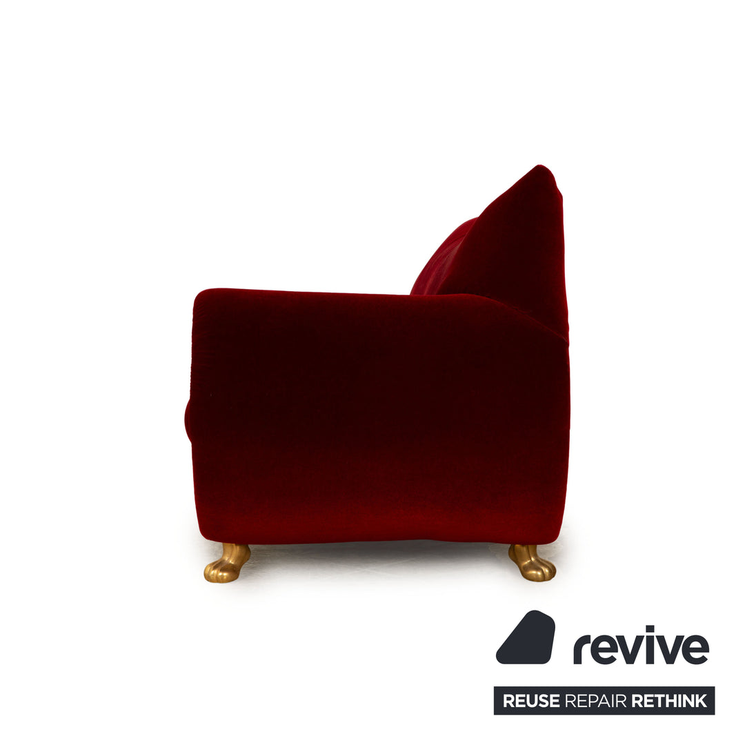 Bretz Gaudi Fabric Three Seater Red Sofa Couch