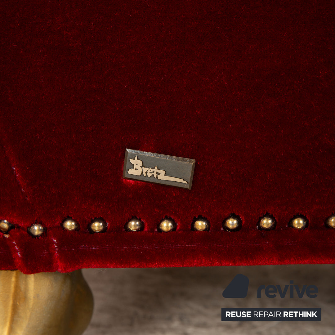 Bretz Gaudi Fabric Three Seater Red Sofa Couch