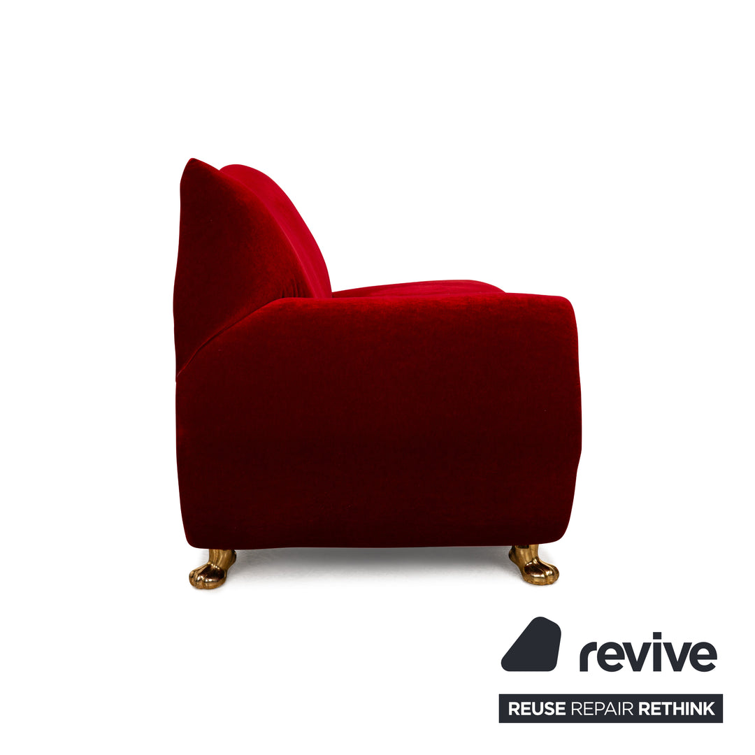 Bretz Gaudi Fabric Three Seater Red Sofa Couch