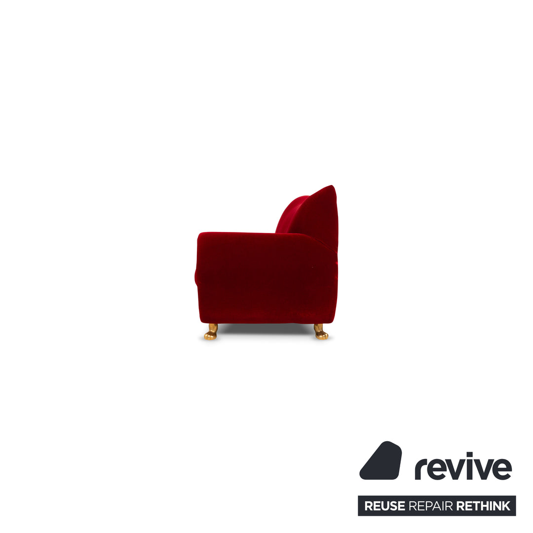 Bretz Gaudi Fabric Three Seater Red Sofa Couch