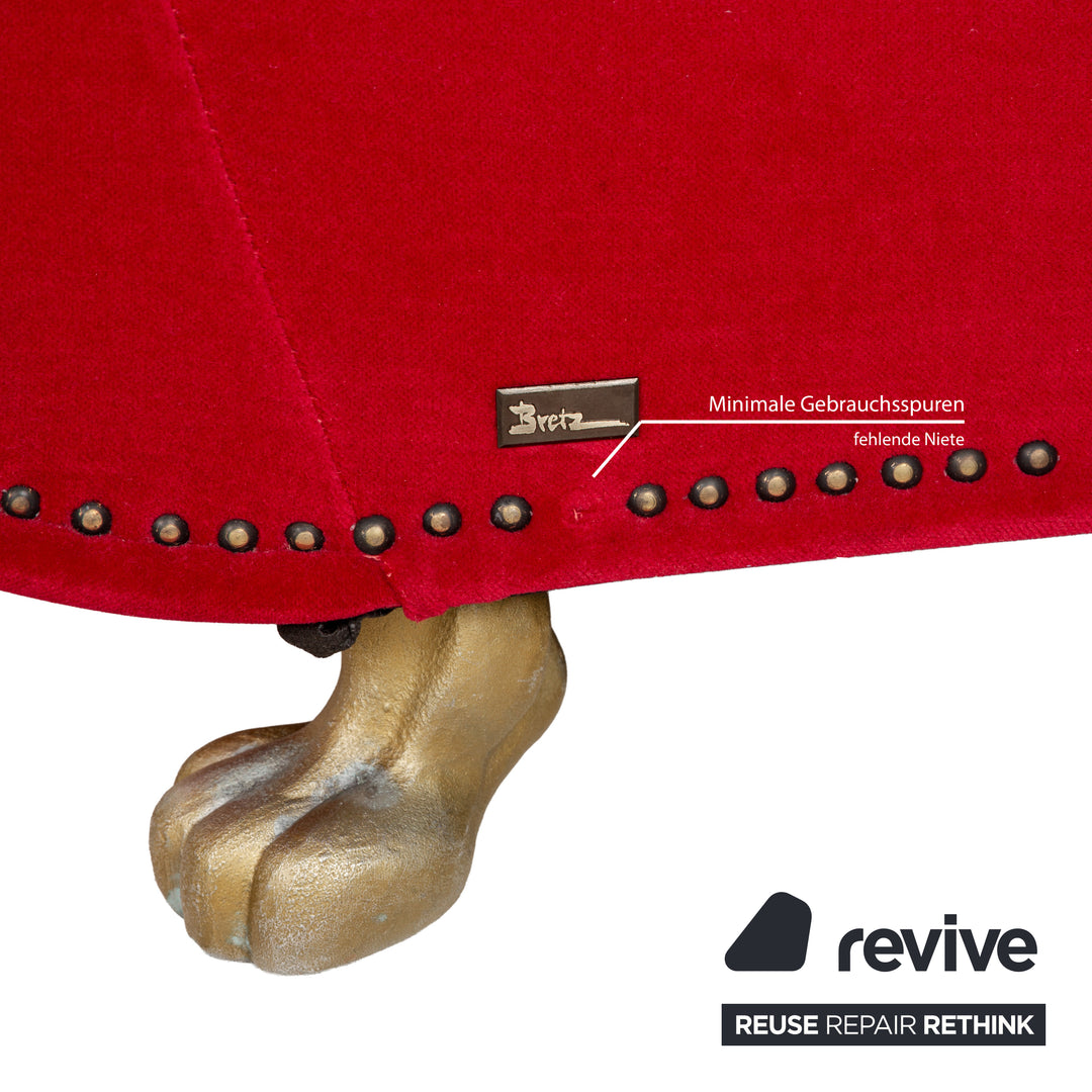 Bretz Gaudi Fabric Three Seater Red Sofa Couch