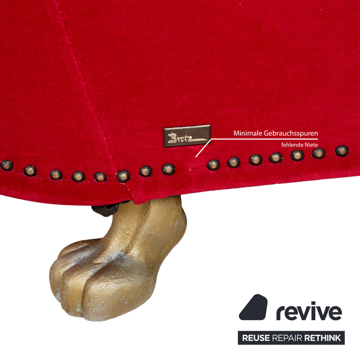 Bretz Gaudi Fabric Three Seater Red Sofa Couch