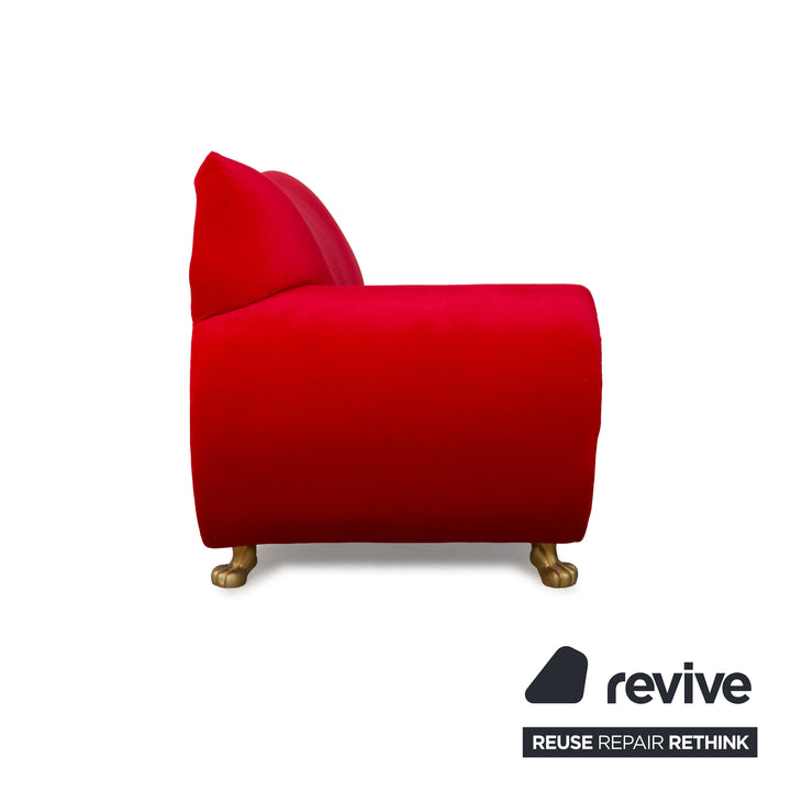 Bretz Gaudi Fabric Three Seater Red Sofa Couch