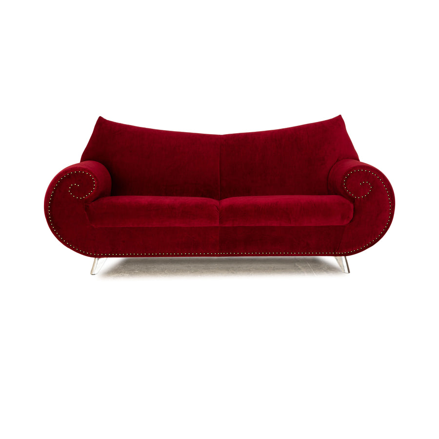Bretz Gaudi Fabric Three Seater Red Sofa Couch New Cover