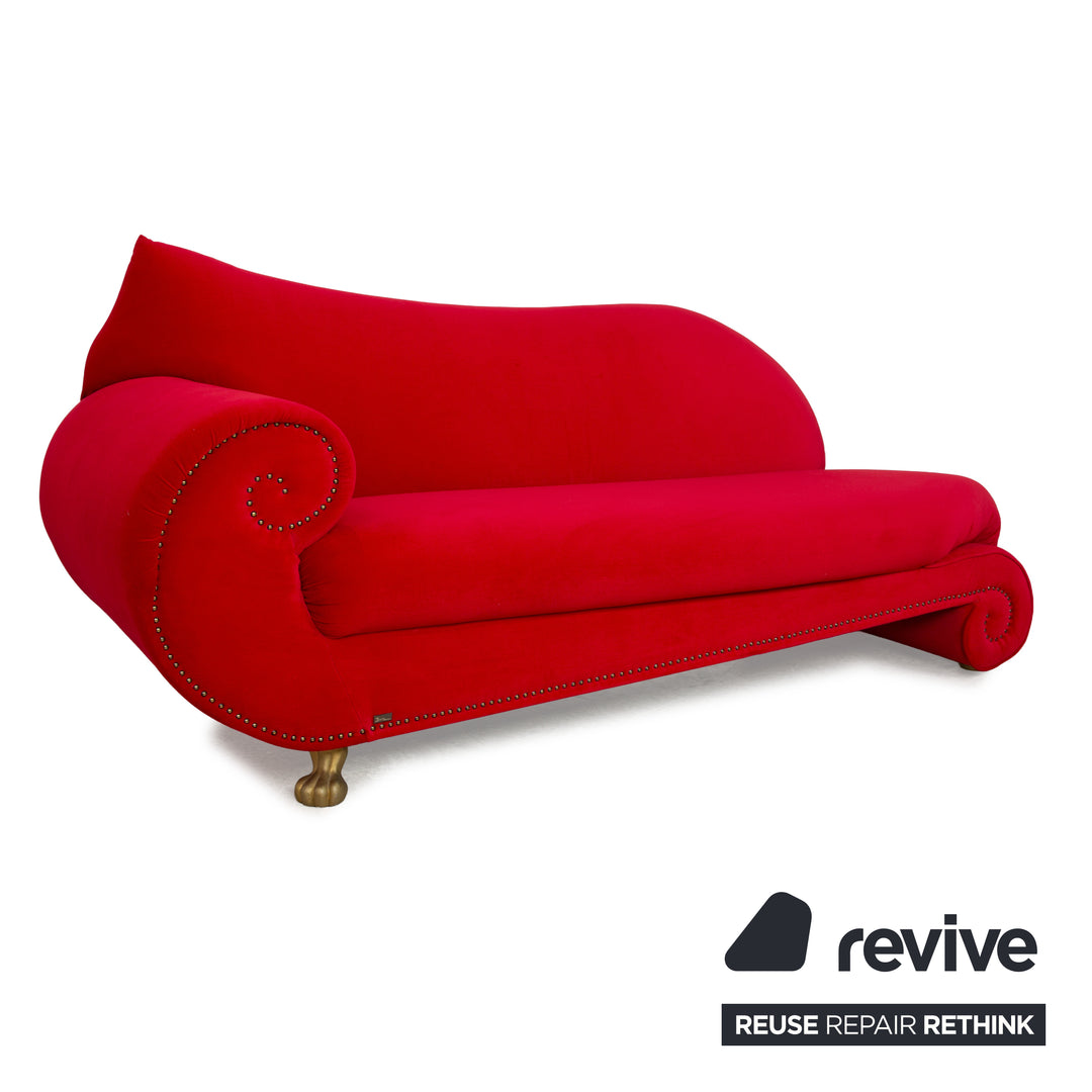 Bretz Gaudi Fabric Three Seater Red Sofa Couch