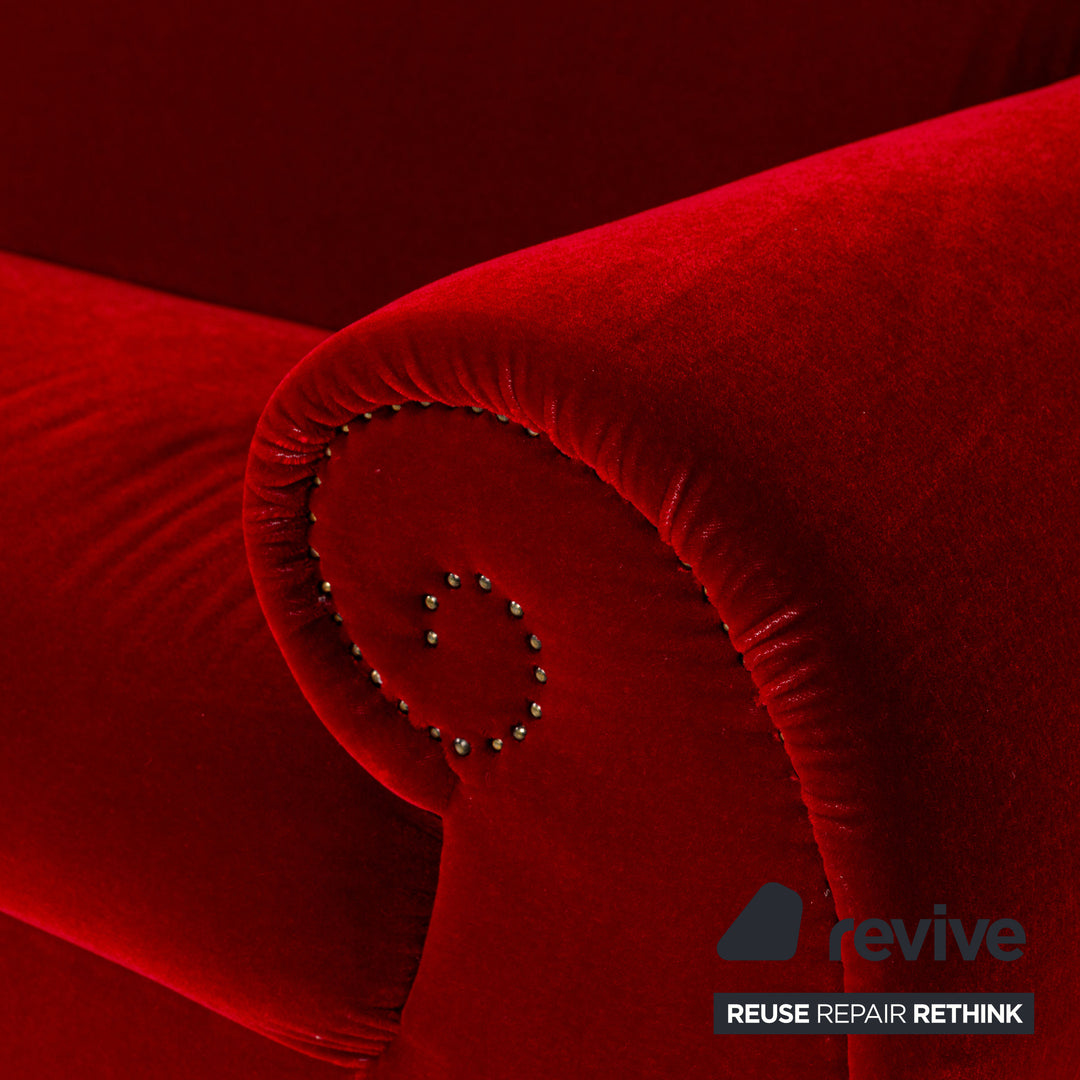 Bretz Gaudi Fabric Three Seater Red Sofa Couch