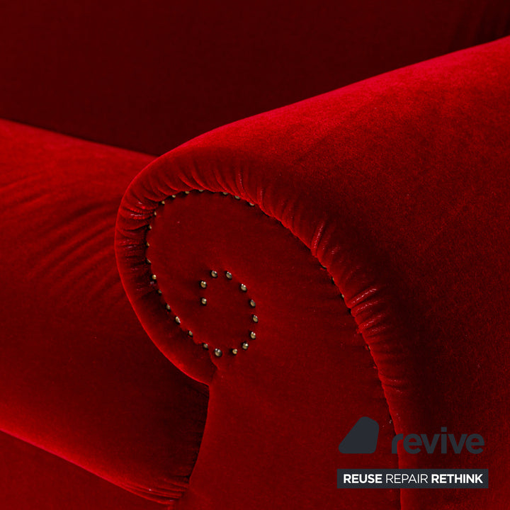 Bretz Gaudi Fabric Three Seater Red Sofa Couch