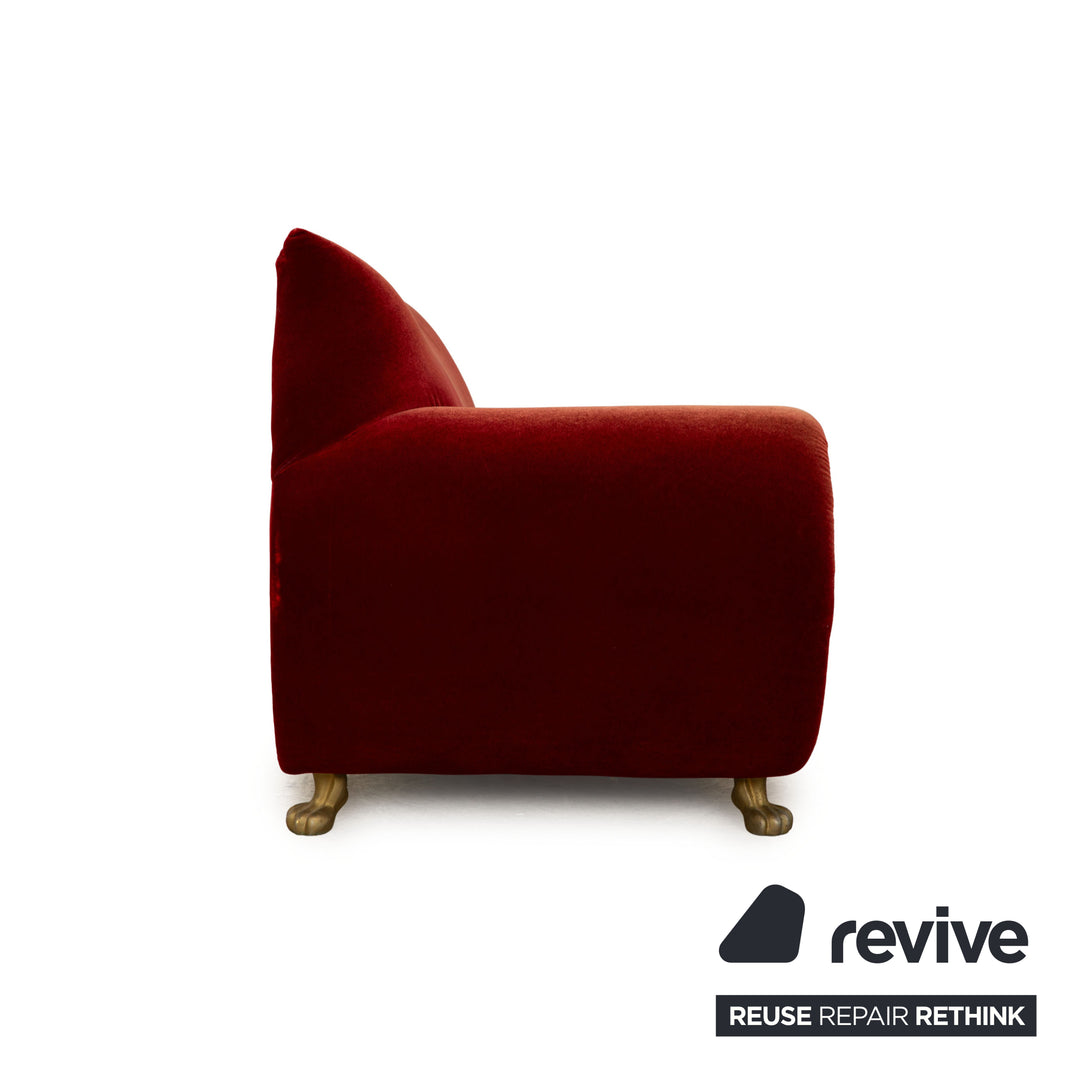 Bretz Gaudi Fabric Three Seater Red Sofa Couch