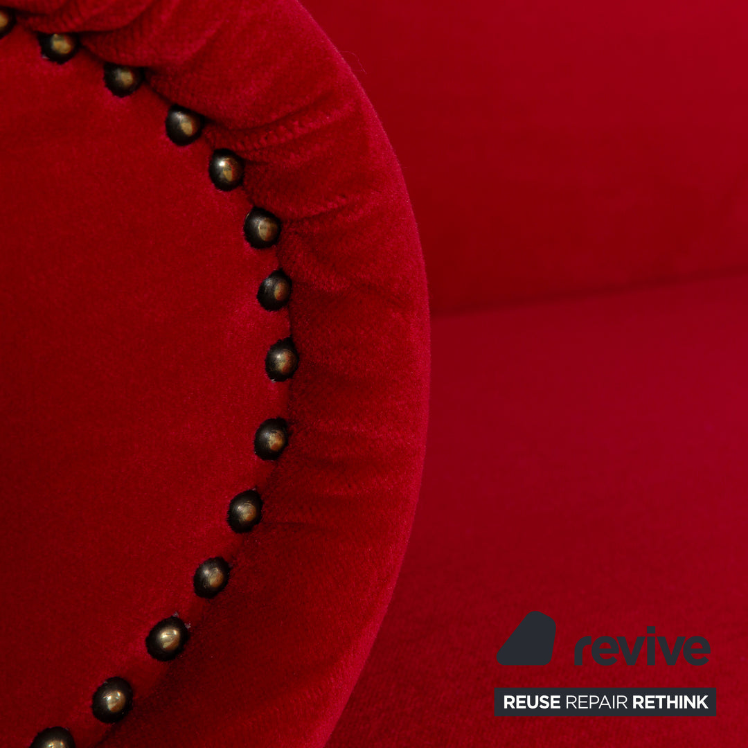 Bretz Gaudi Fabric Three Seater Red Sofa Couch