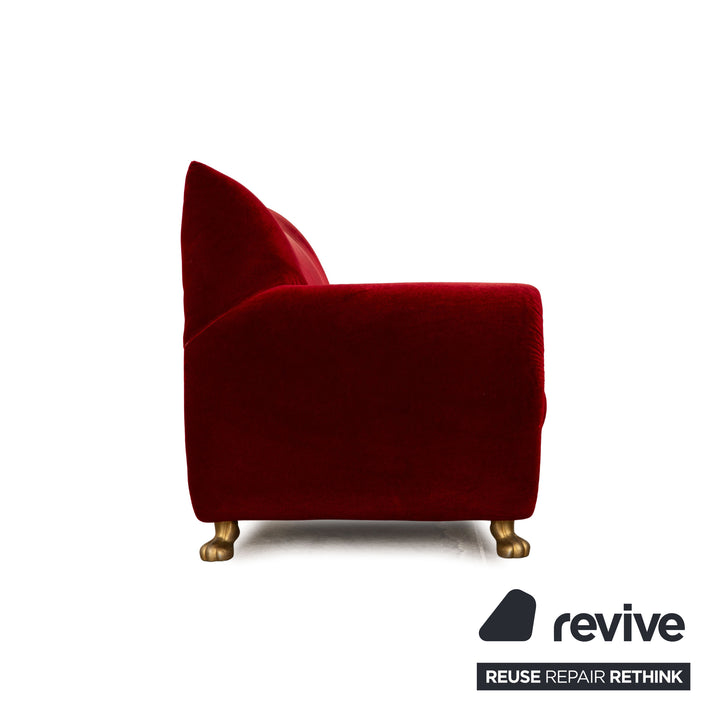 Bretz Gaudi Fabric Three Seater Red Sofa Couch