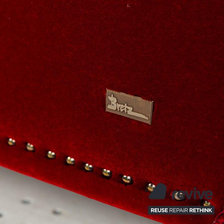 Bretz Gaudi Fabric Three Seater Red Sofa Couch