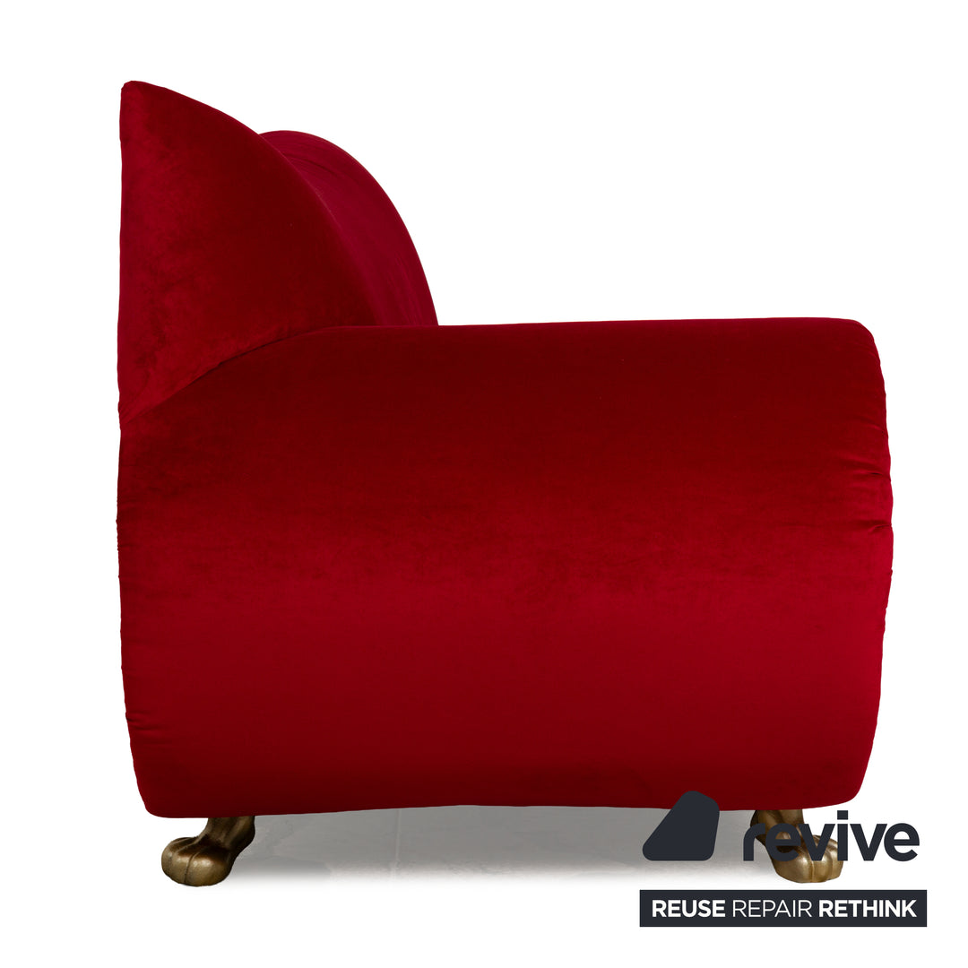 Bretz Gaudi Fabric Three-Seater Red Sofa Couch Velvet New Cover