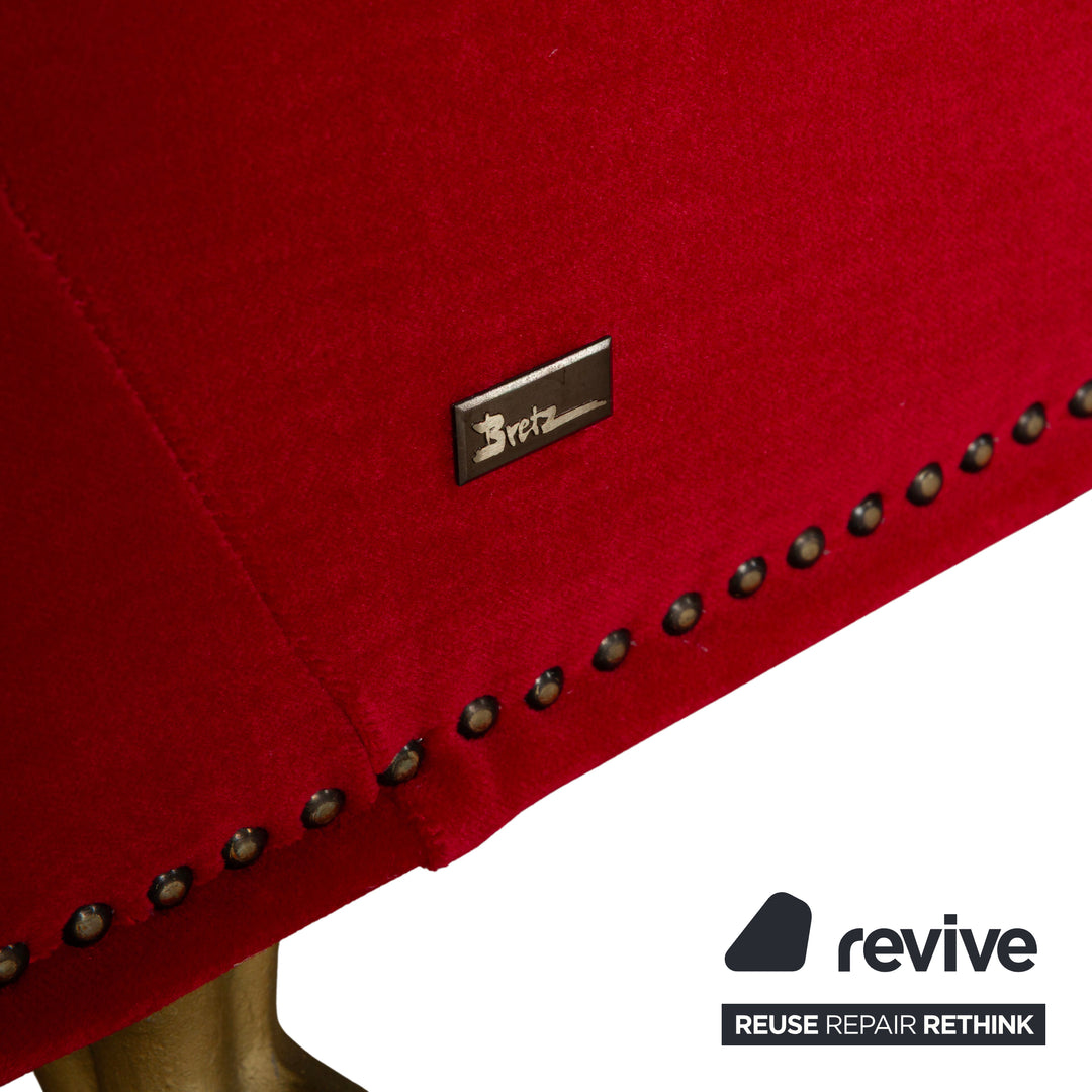 Bretz Gaudi Fabric Three Seater Red Sofa Couch