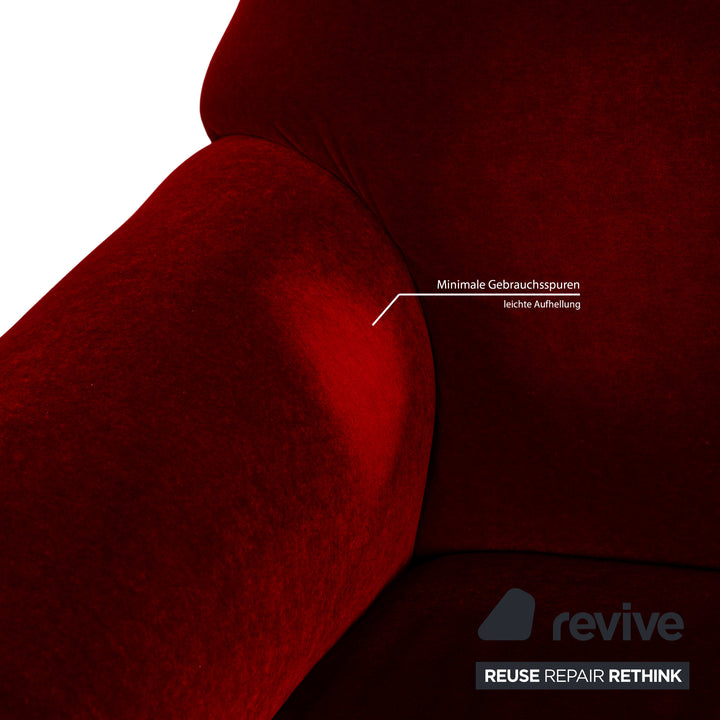 Bretz Gaudi Fabric Three Seater Red Sofa Couch