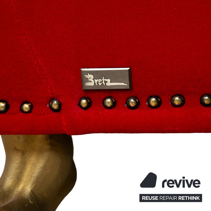 Bretz Gaudi Fabric Three Seater Red Sofa Couch