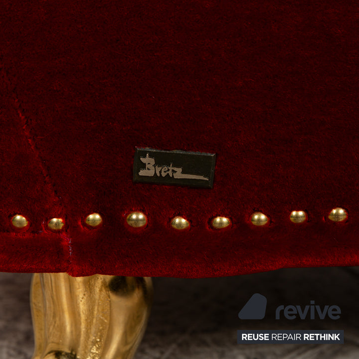 Bretz Gaudi Fabric Three Seater Red Sofa Couch