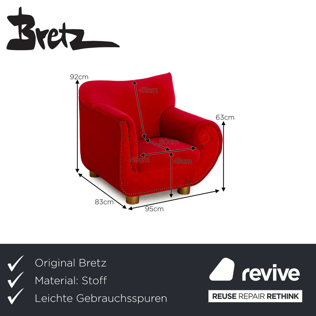 Bretz Gaudi fabric armchair red