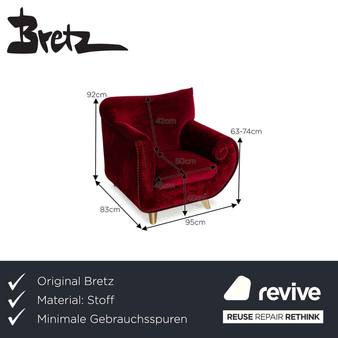 Bretz Gaudi Fabric Armchair Red Wine Red