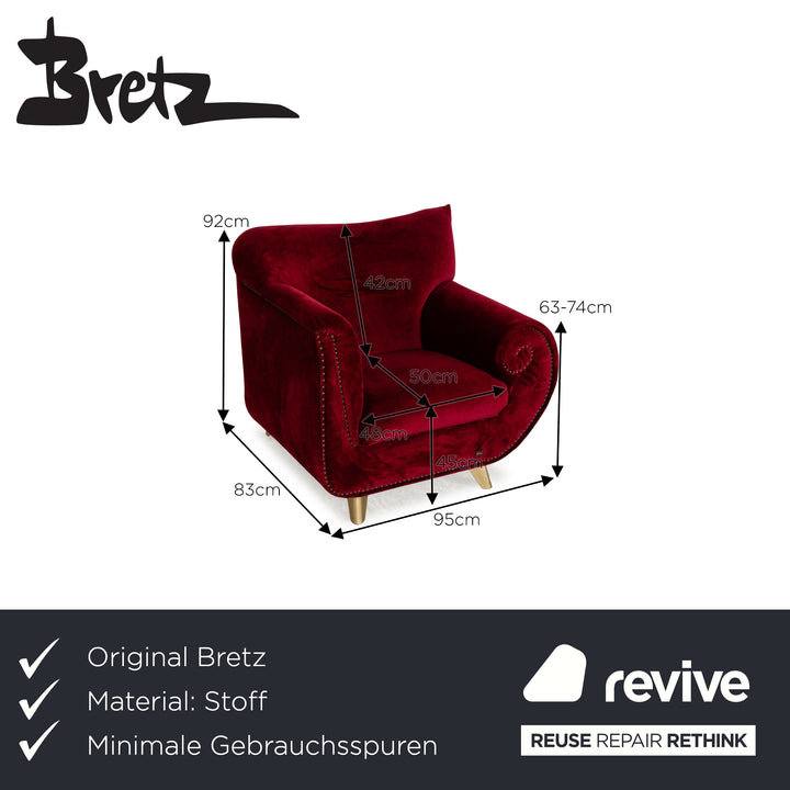 Bretz Gaudi Fabric Armchair Red Wine Red