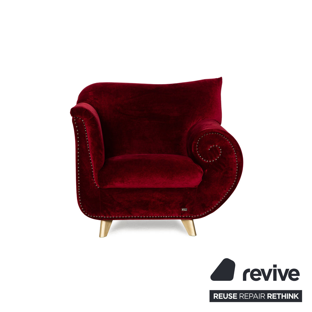 Bretz Gaudi Fabric Armchair Red Wine Red