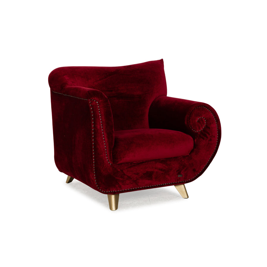 Bretz Gaudi Fabric Armchair Red Wine Red