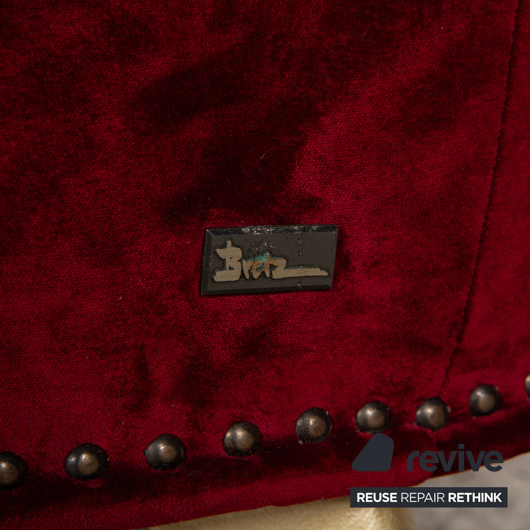 Bretz Gaudi Fabric Armchair Red Wine Red