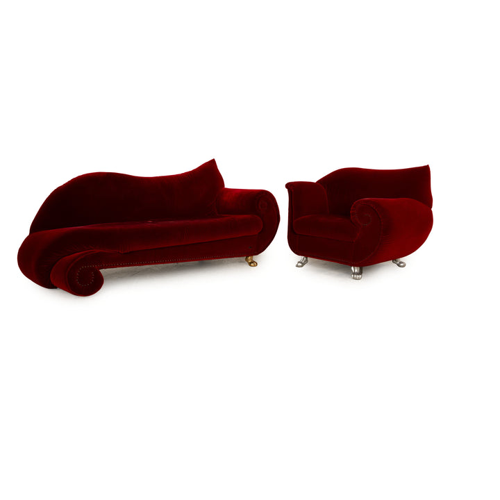 Bretz Gaudi fabric sofa set red armchair three-seater couch