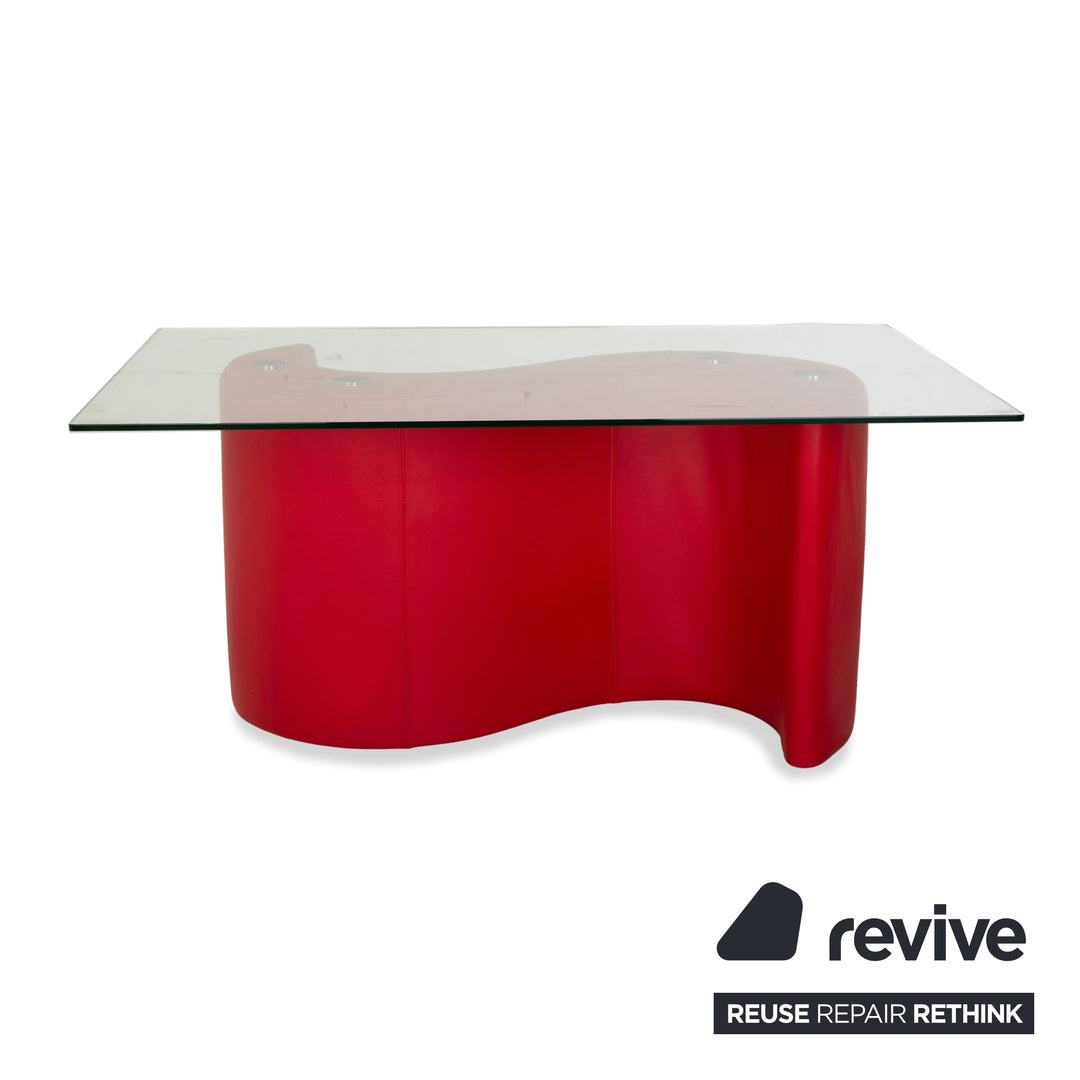 Bretz Glass Dining Table Red 159 x 99 cm