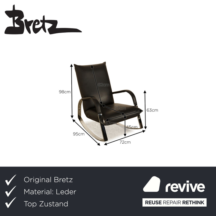 Bretz Highland B132 Leather Armchair Black Rocking Chair