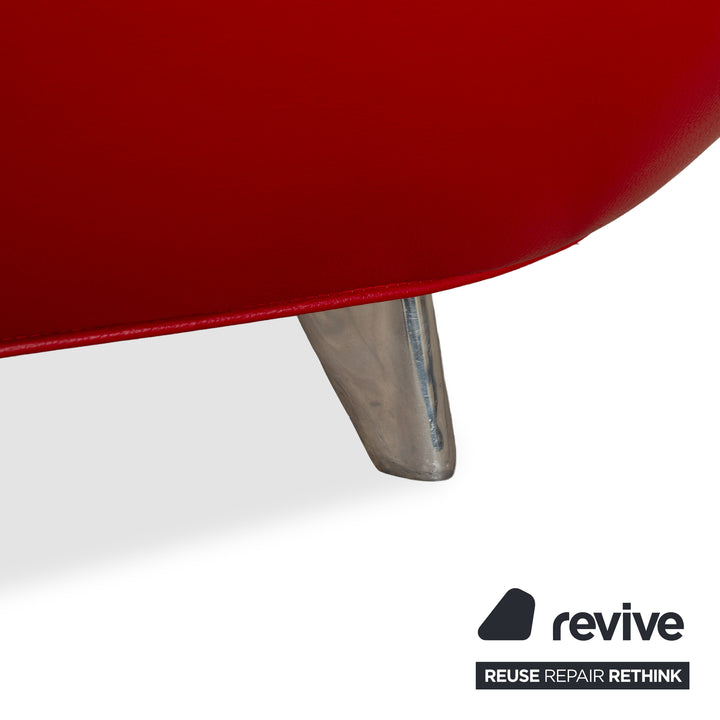 Bretz Jeannie Leather Three-Seater Red Sofa Couch