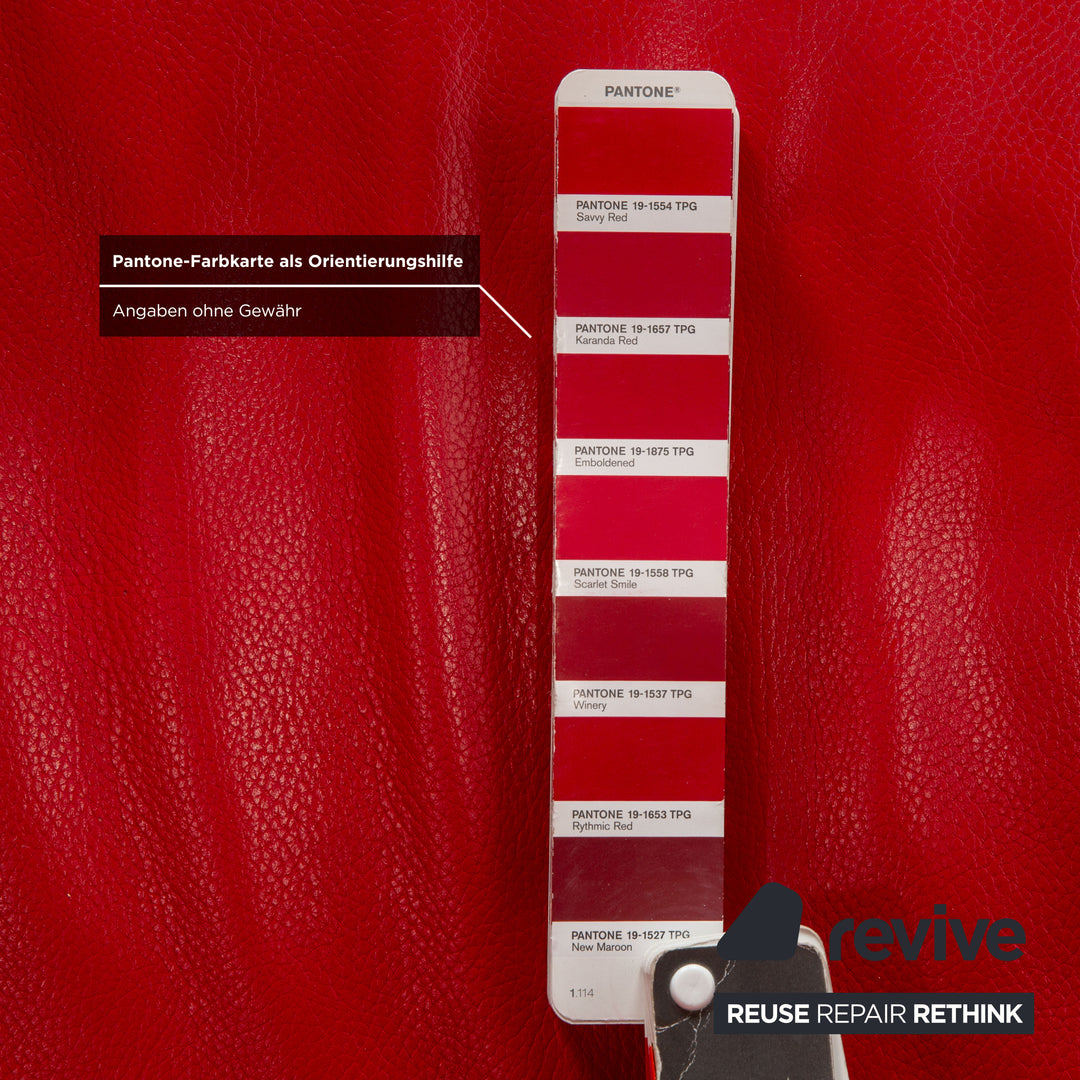 Bretz Jeannie Leather Three-Seater + 2 Armchairs Red Sofa Couch