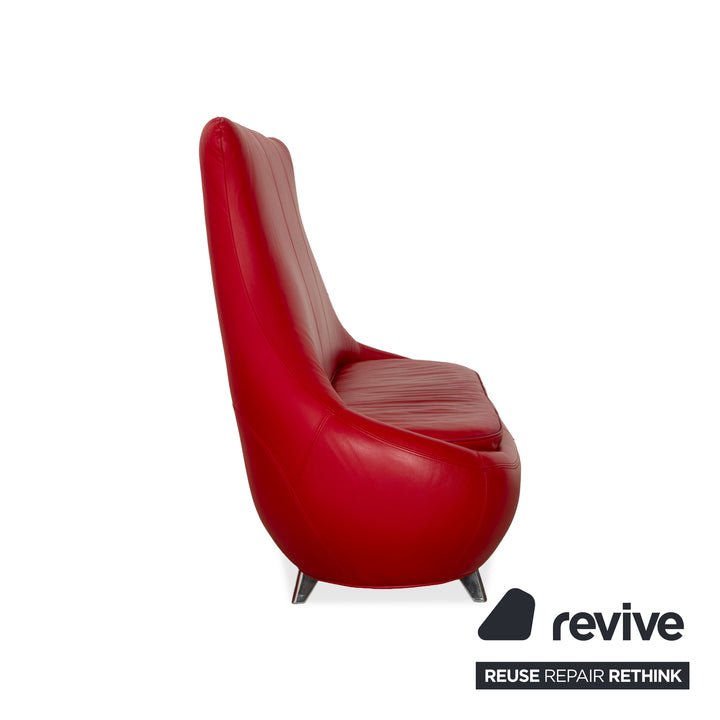 Bretz Jeannie Leather Three-Seater + 2 Armchairs Red Sofa Couch