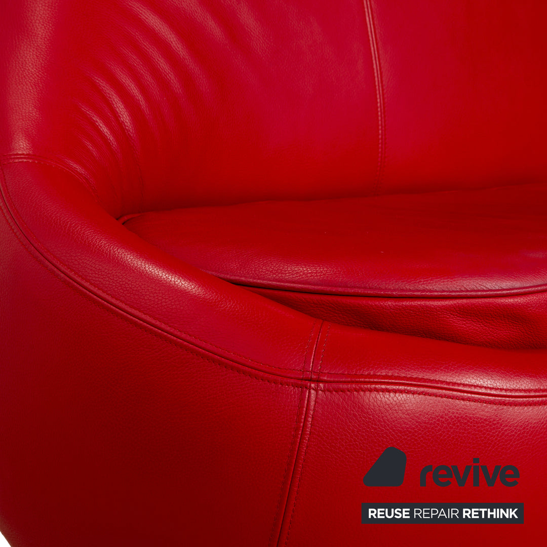 Bretz Jeannie Leather Three-Seater + 2 Armchairs Red Sofa Couch