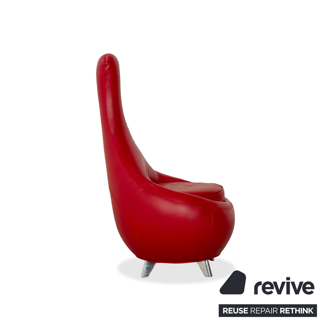 Bretz Jeannie Leather Three-Seater + 2 Armchairs Red Sofa Couch