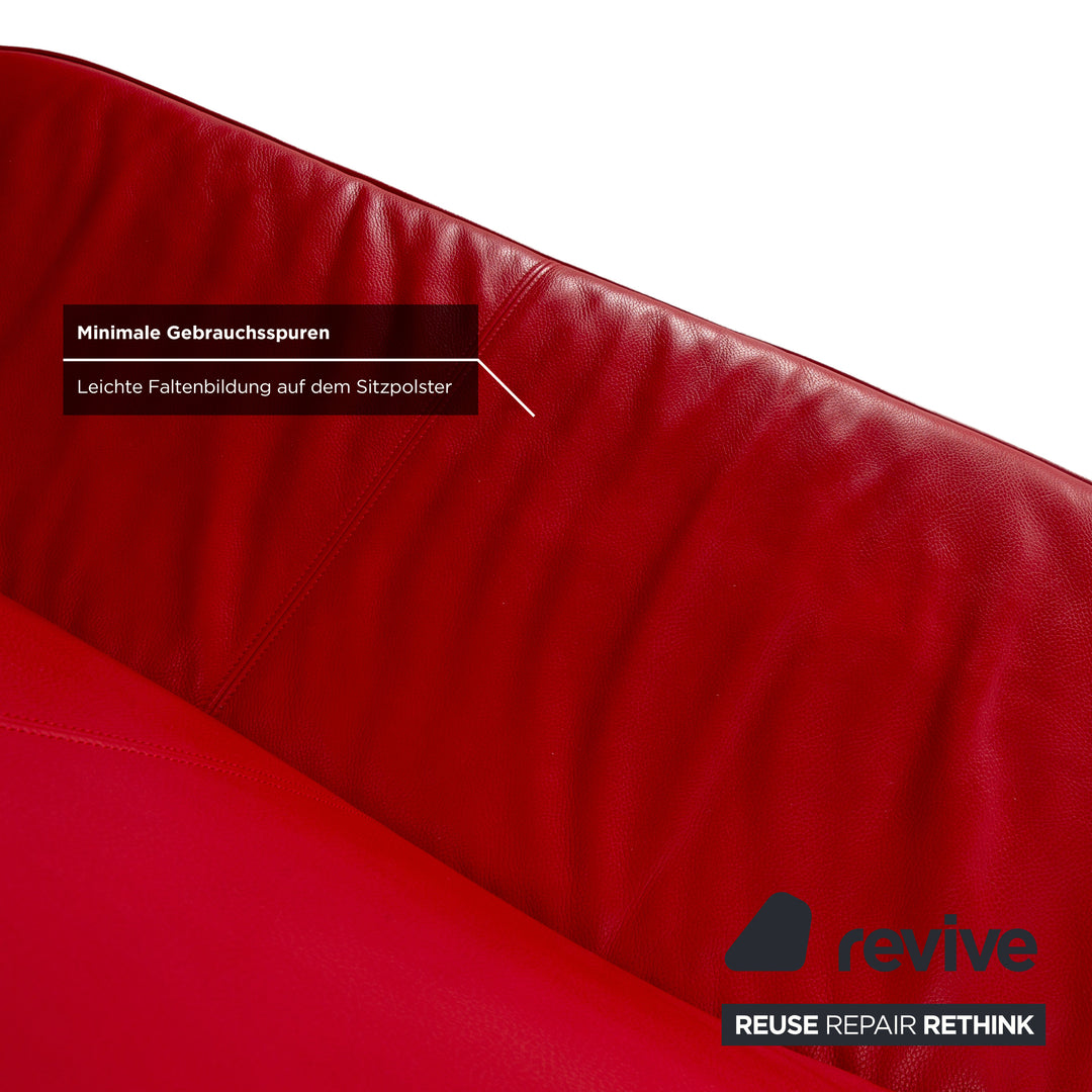 Bretz Jeannie Leather Three-Seater + 2 Armchairs Red Sofa Couch