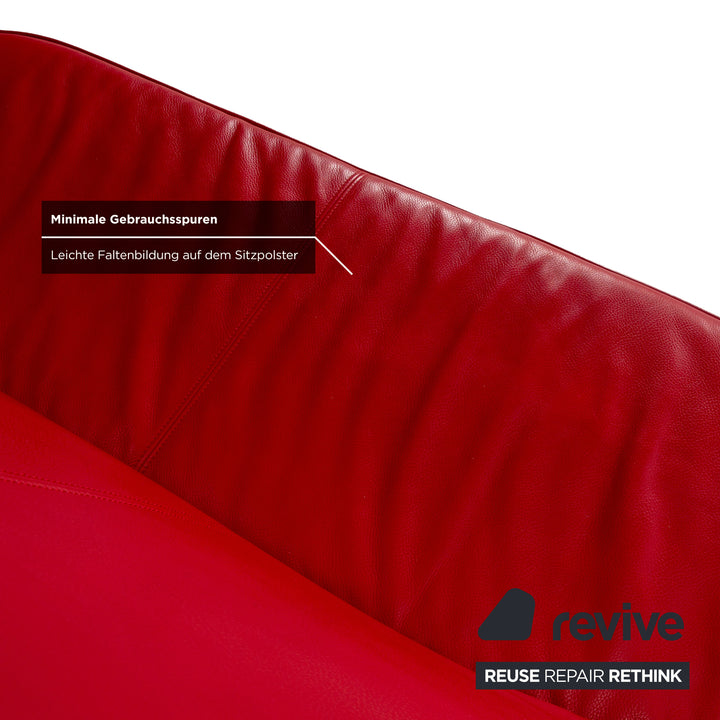 Bretz Jeannie Leather Three-Seater + 2 Armchairs Red Sofa Couch