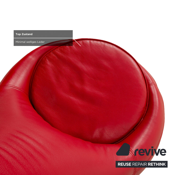 Bretz Jeannie Leather Three-Seater + 2 Armchairs Red Sofa Couch