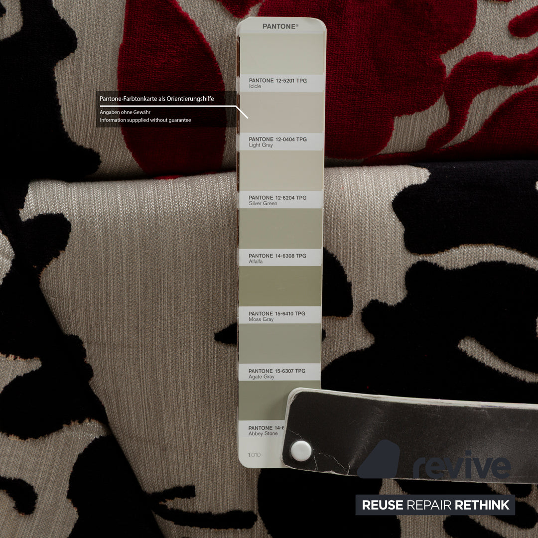 Bretz Rubber Fabric Four-Seater Cream Red Black Sofa Couch