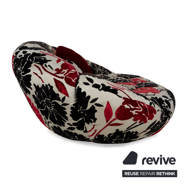 Bretz Rubber Fabric Four-Seater Cream Red Black Sofa Couch