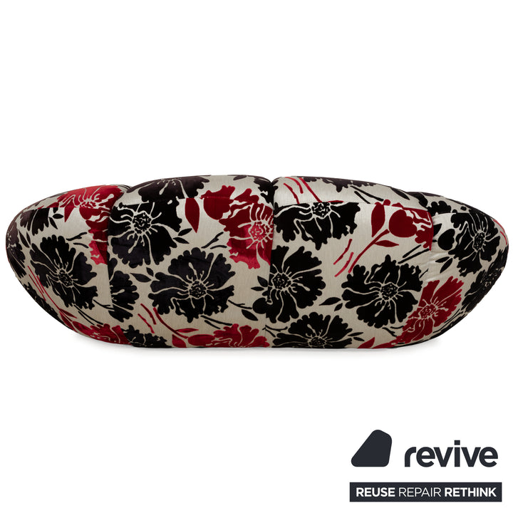 Bretz Rubber Fabric Four-Seater Cream Red Black Sofa Couch