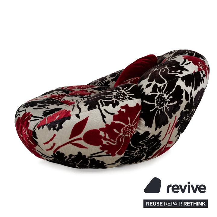 Bretz Rubber Fabric Four-Seater Cream Red Black Sofa Couch