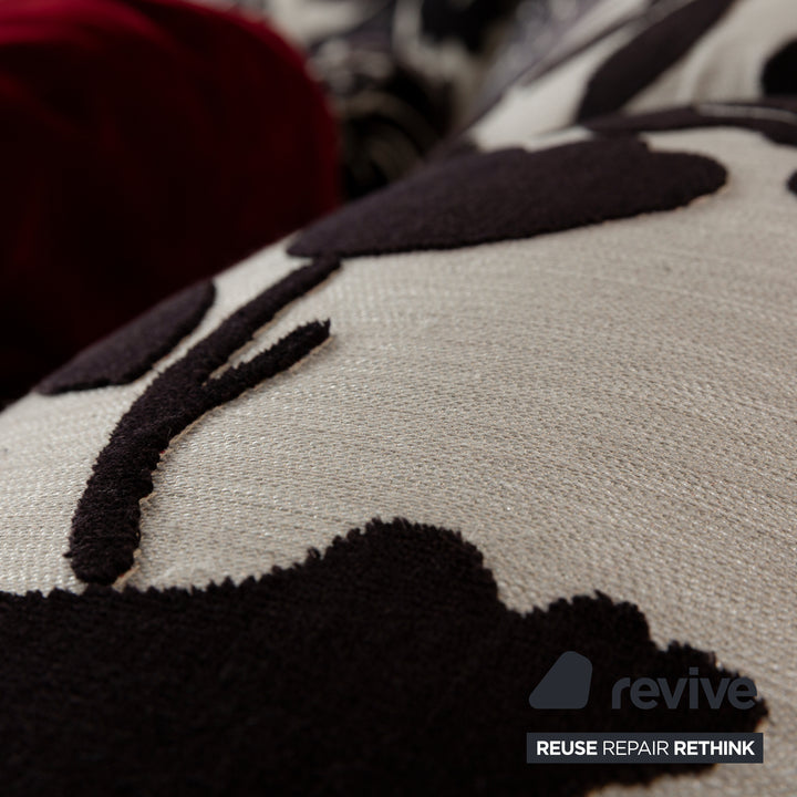 Bretz Rubber Fabric Four-Seater Cream Red Black Sofa Couch