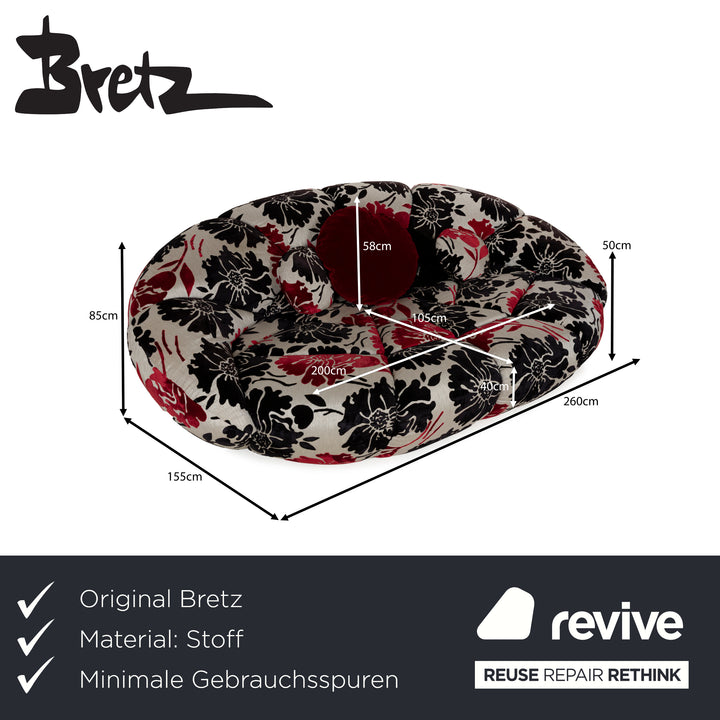 Bretz Rubber Fabric Four-Seater Cream Red Black Sofa Couch