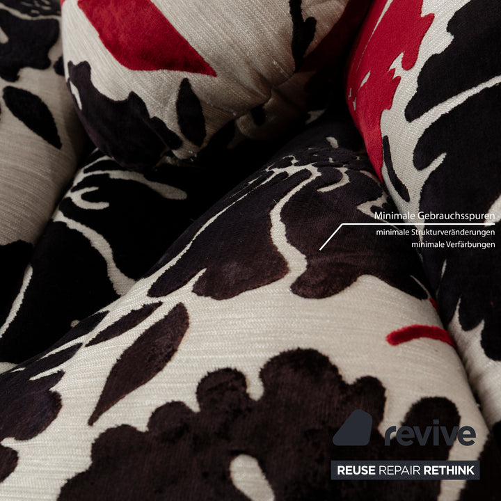 Bretz Rubber Fabric Four-Seater Cream Red Black Sofa Couch