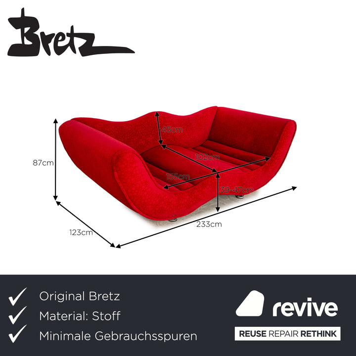 Bretz Laola Hookipa Fabric Three Seater Red Sofa Couch