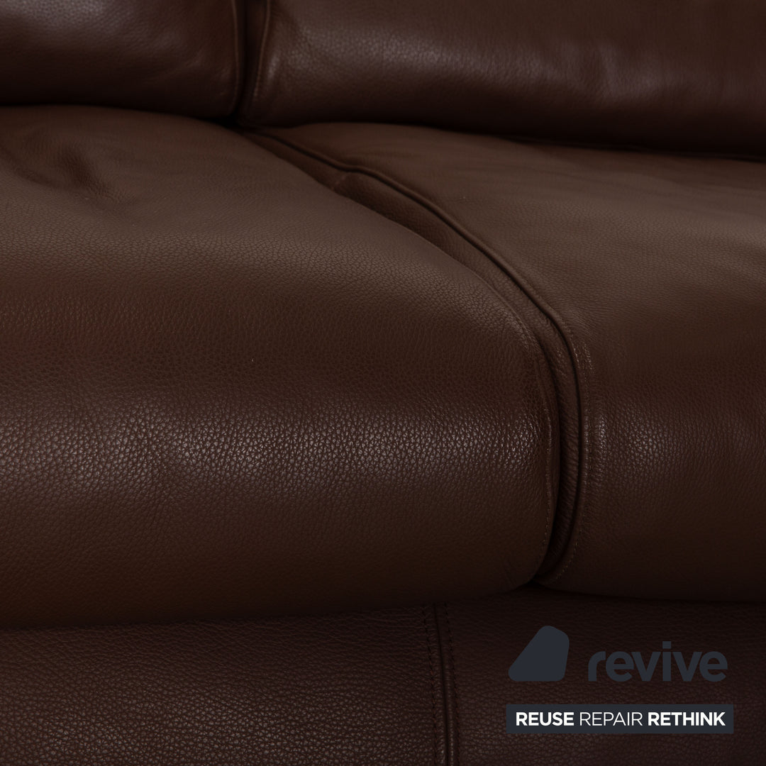 Bretz Leather Three Seater Brown Sofa Couch